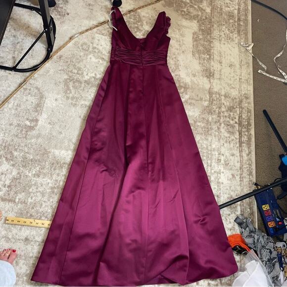 David's Bridal dress bridesmaid NEW Sangria color floral strap empire waist SZ 2 - Picture 7 of 10